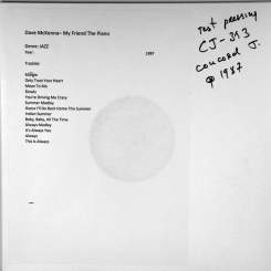 257. DAVE McKENNA-MY FRIEND THE PIANO-1987-TEST PRESSING USA-CONCORD JAZZ-NMINT/NMINT