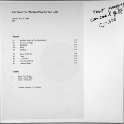 286. JOHN BUNCH TRIO-BEST THING FOR YOU-1987-TEST PRESSING USA-CONCORD JAZZ-NMINT/NMINT